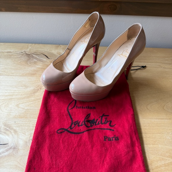 CHRISTIAN LOUBOUTIN BIANCA 120 PATENT LEATHER PUMP NUDE ICONIC HIGH HEEL 35.5 5 - Picture 3 of 13